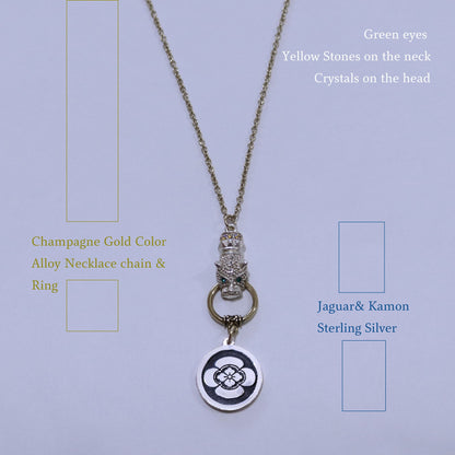 Kamon Jaguar Necklace - Japanese Quince in a circle