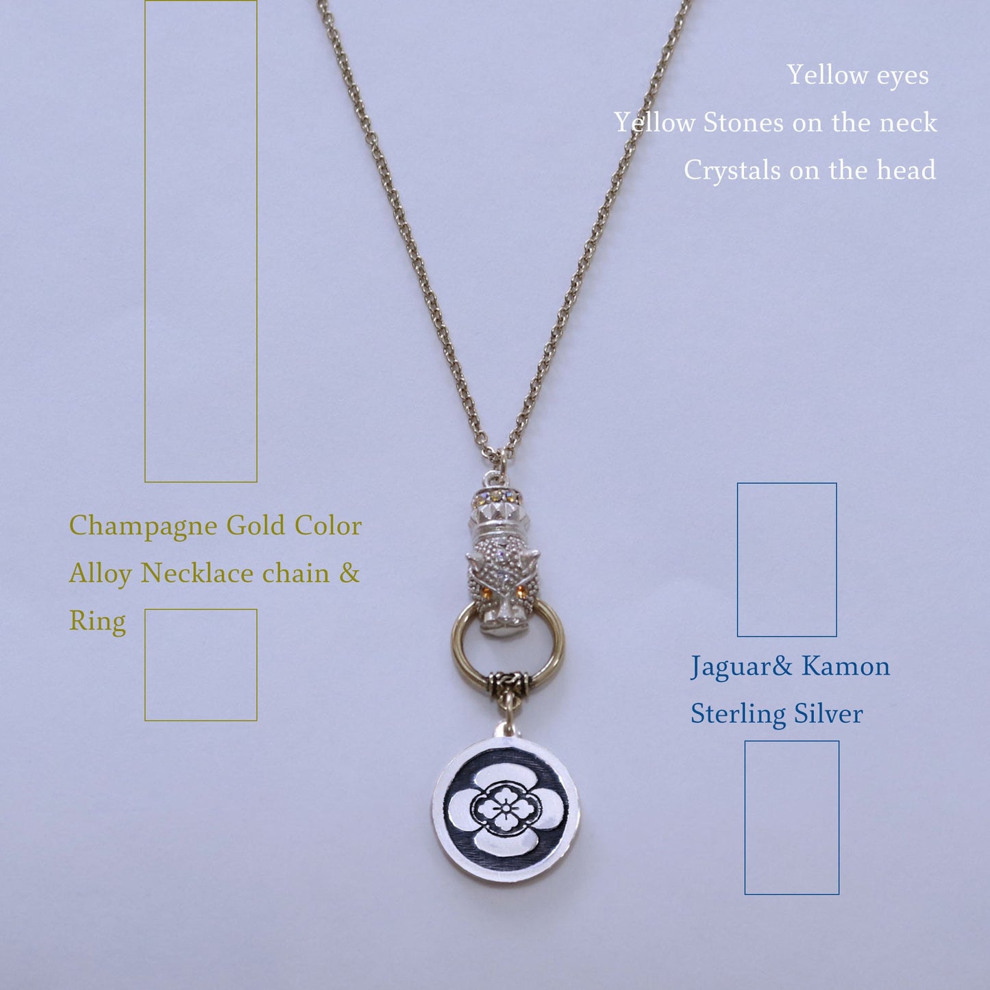 Kamon Jaguar Necklace - Japanese Quince in a circle