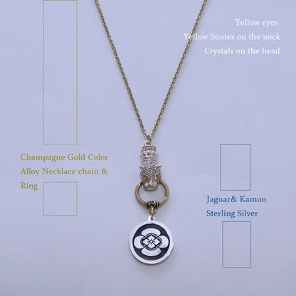 Kamon Jaguar Necklace - Japanese Quince in a circle