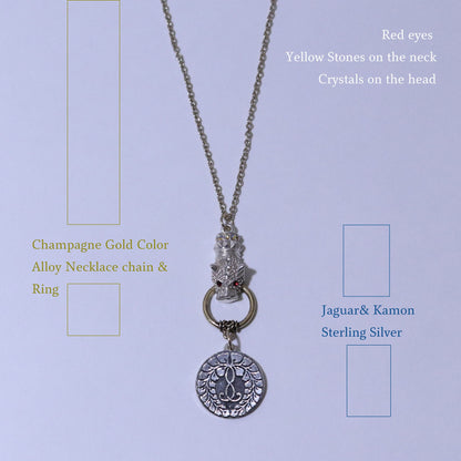 Kamon Jaguar Necklace -  Rokujo Wisteria - Japanese Kamon