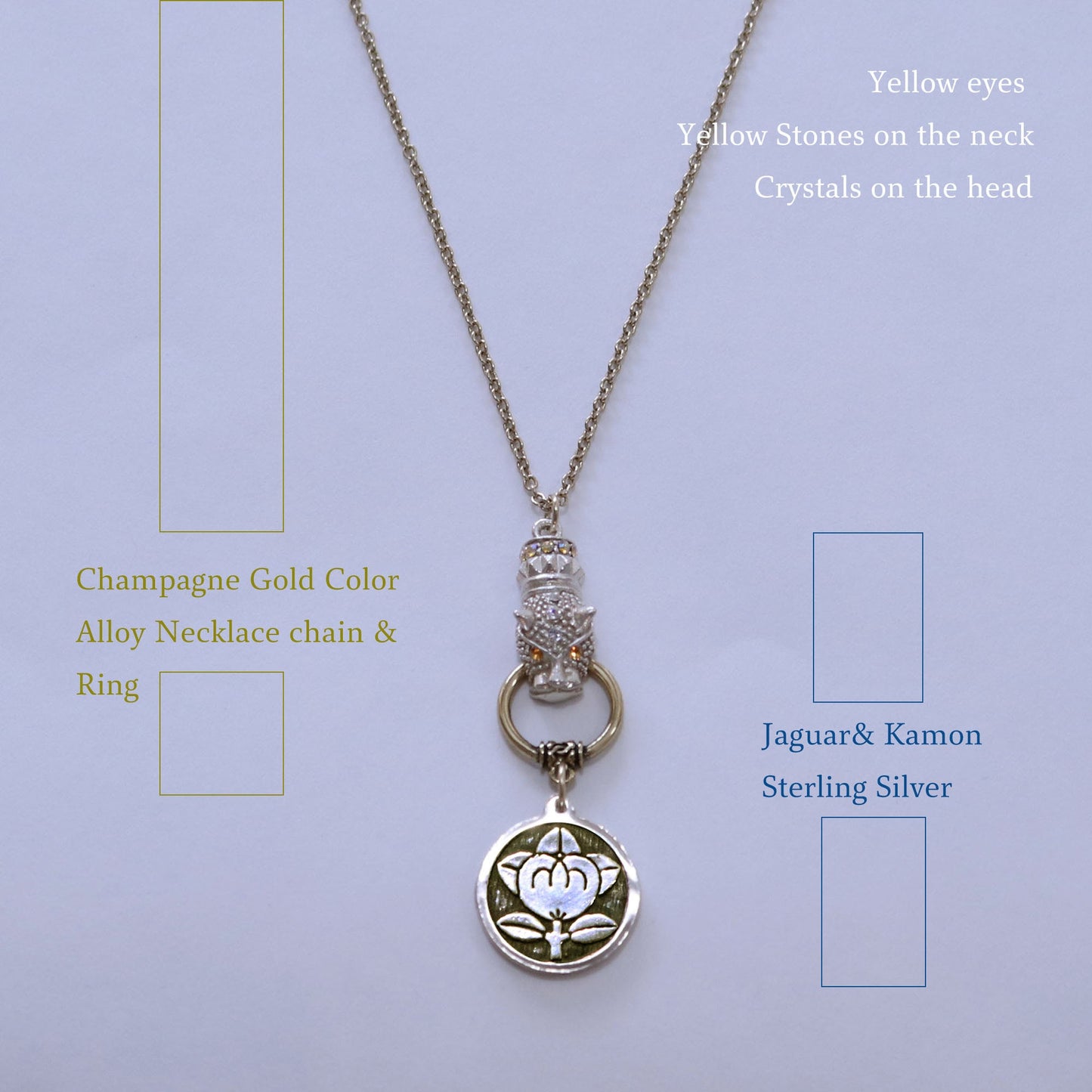 Kamon Jaguar Necklace -  Mandarine Orange in a circle - Japanese Kamon - Tachibana in a circle
