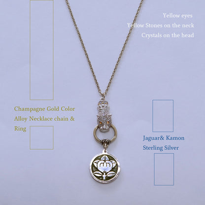 Kamon Jaguar Necklace -  Mandarine Orange in a circle - Japanese Kamon - Tachibana in a circle
