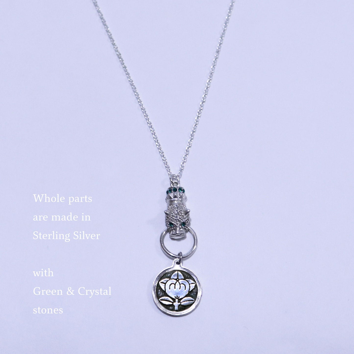 Kamon Jaguar Necklace -  Mandarine Orange in a circle - Japanese Kamon - Tachibana in a circle