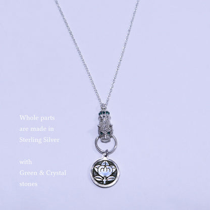 Kamon Jaguar Necklace -  Mandarine Orange in a circle - Japanese Kamon - Tachibana in a circle