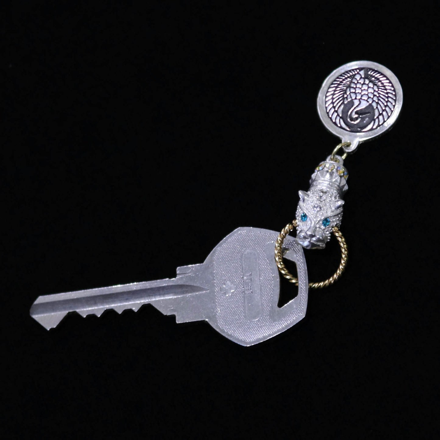 Kamon Jaguar Key accessory -  Crane in a circle