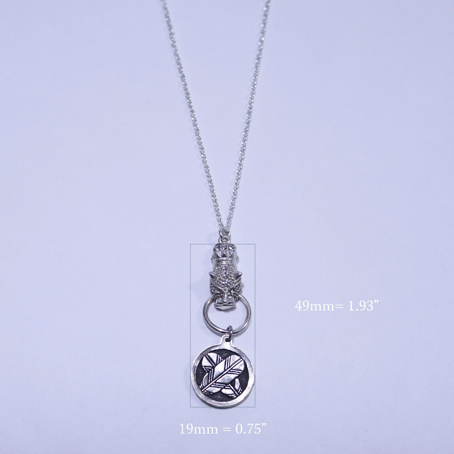 Kamon Jaguar Necklace - Crossing Hawk Feathers in a circle