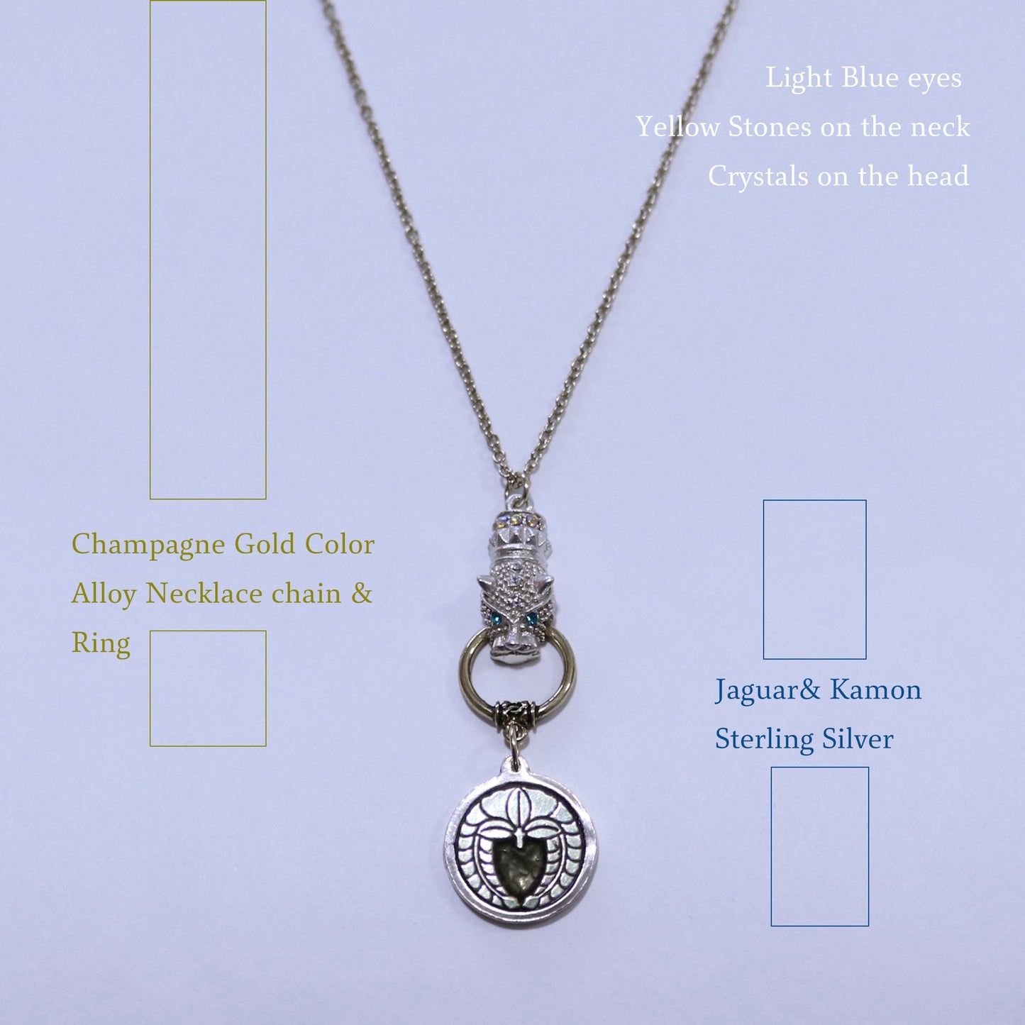 Kamon Jaguar Necklace - Weeping Wisteria in a circle