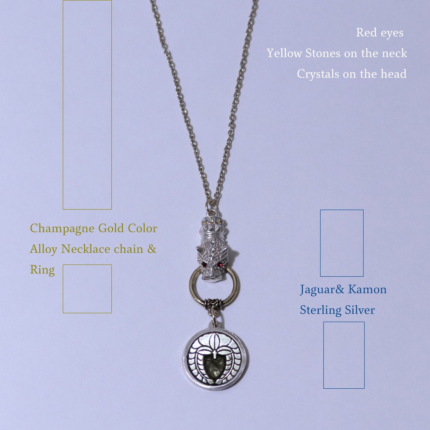 Kamon Jaguar Necklace - Weeping Wisteria in a circle