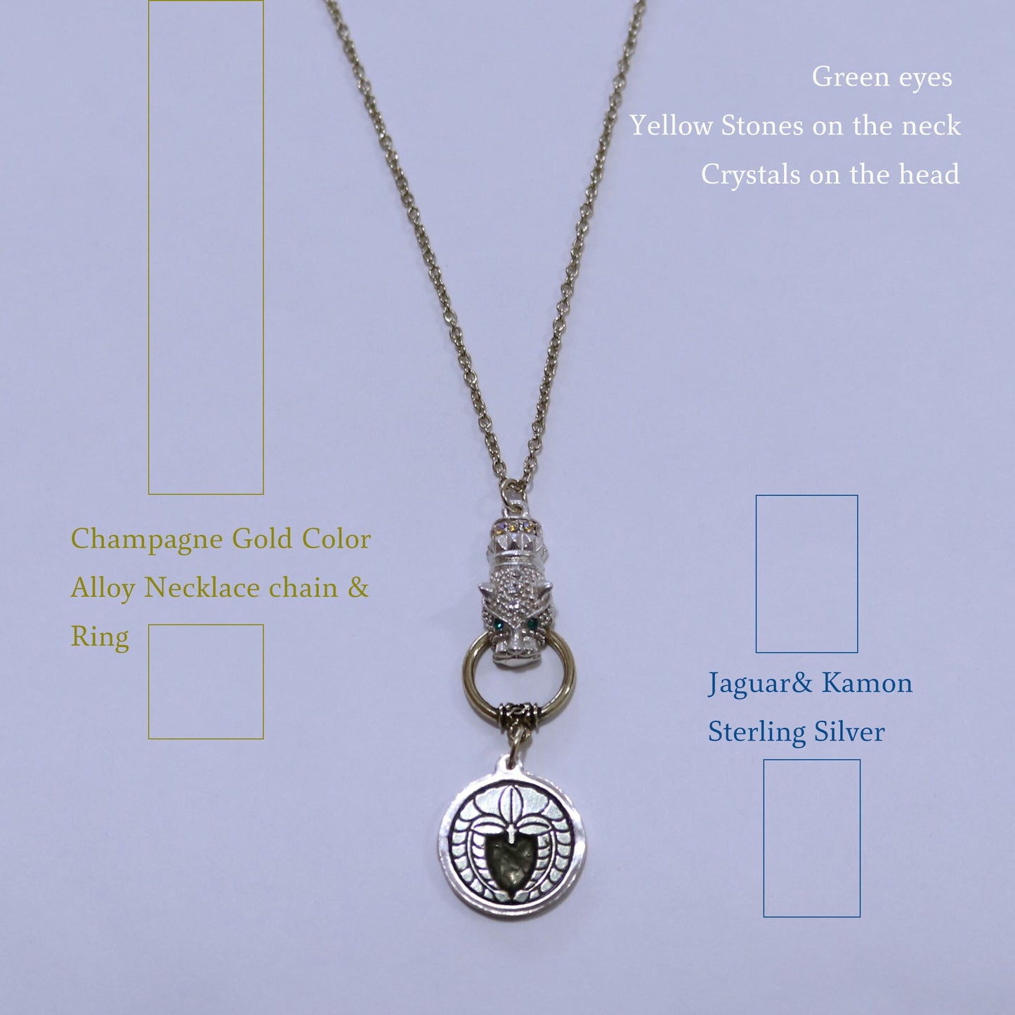Kamon Jaguar Necklace - Weeping Wisteria in a circle