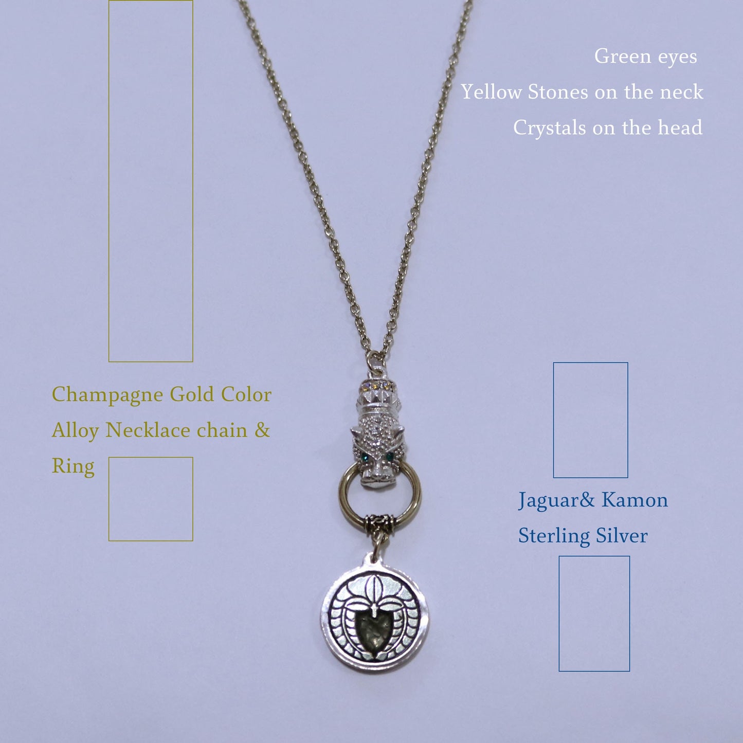 Kamon Jaguar Necklace - Weeping Wisteria in a circle