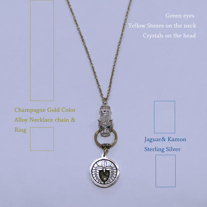 Kamon Jaguar Necklace - Weeping Wisteria in a circle