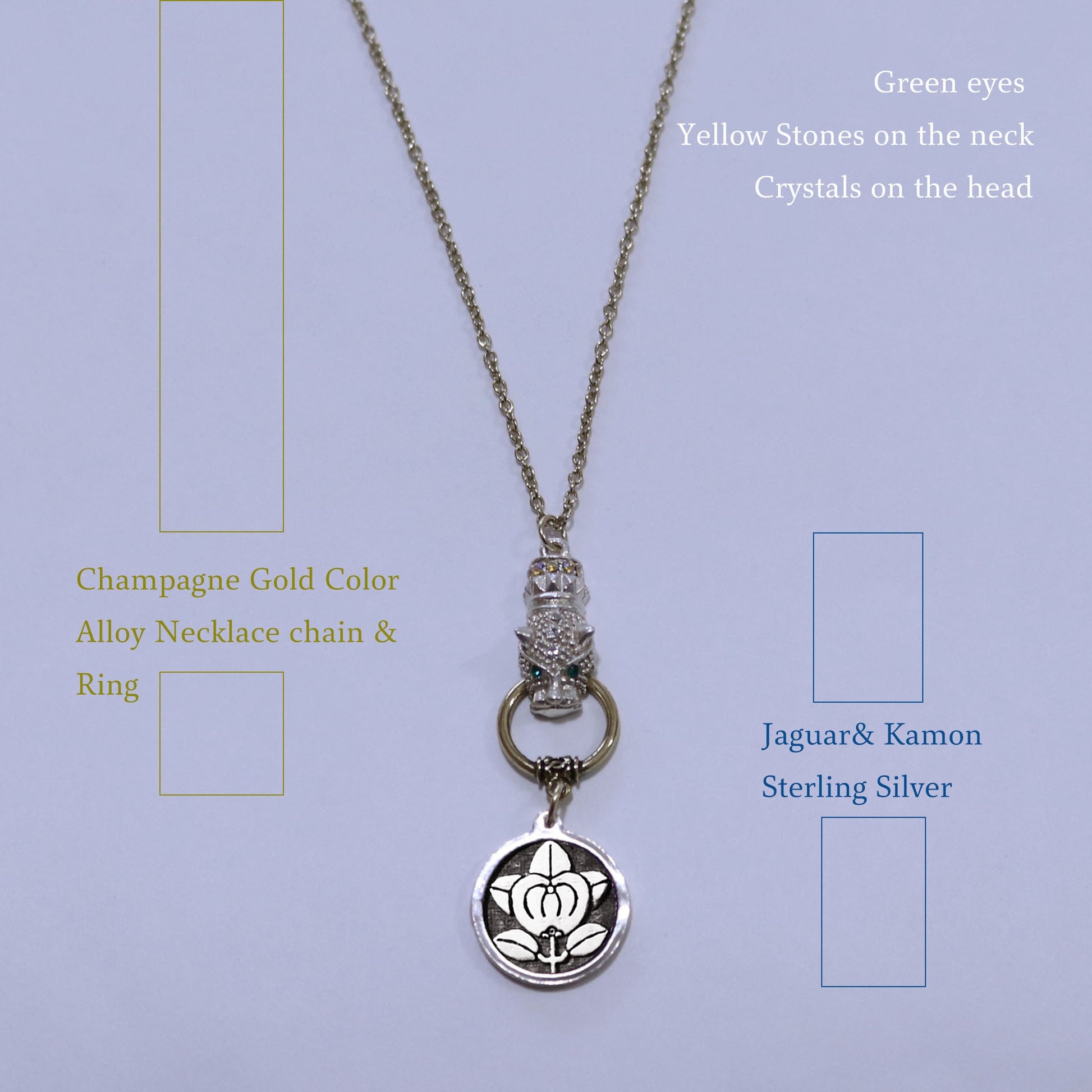 Kamon Jaguar Necklace - Hikone Tachibana - Hikone Mandarine Orange