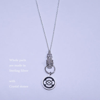 Kamon Jaguar Necklace - Japanese Quince in a circle