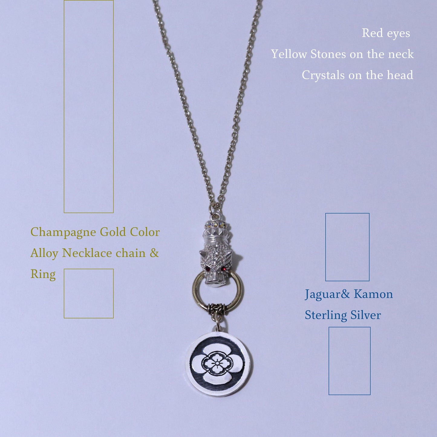 Kamon Jaguar Necklace - Japanese Quince in a circle