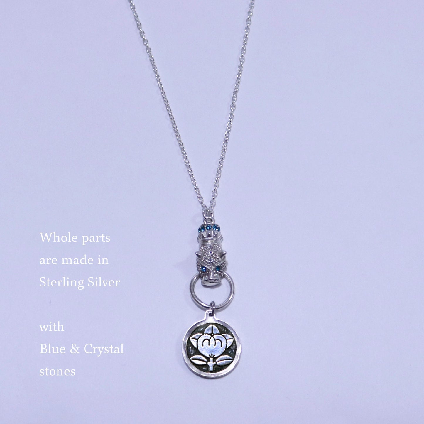 Kamon Jaguar Necklace -  Mandarine Orange in a circle - Japanese Kamon - Tachibana in a circle