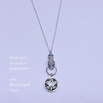 Kamon Jaguar Necklace -  Mandarine Orange in a circle - Japanese Kamon - Tachibana in a circle
