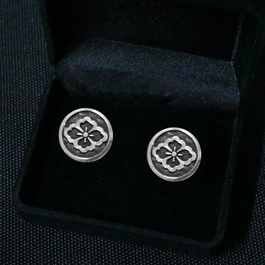 Cufflinks - Chu-in-no Hanabishi in a circle - 丸に中陰の花菱