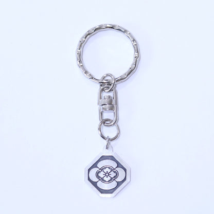 Key chain - Japanese Quince in a square trimmed corners - 隅切り角に木瓜