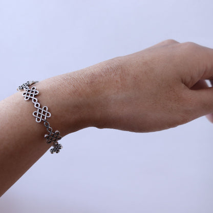 Bangle / Maru ni Shippou ni Kikyou/ Kamon / Japanese Mon / Sterling Silver