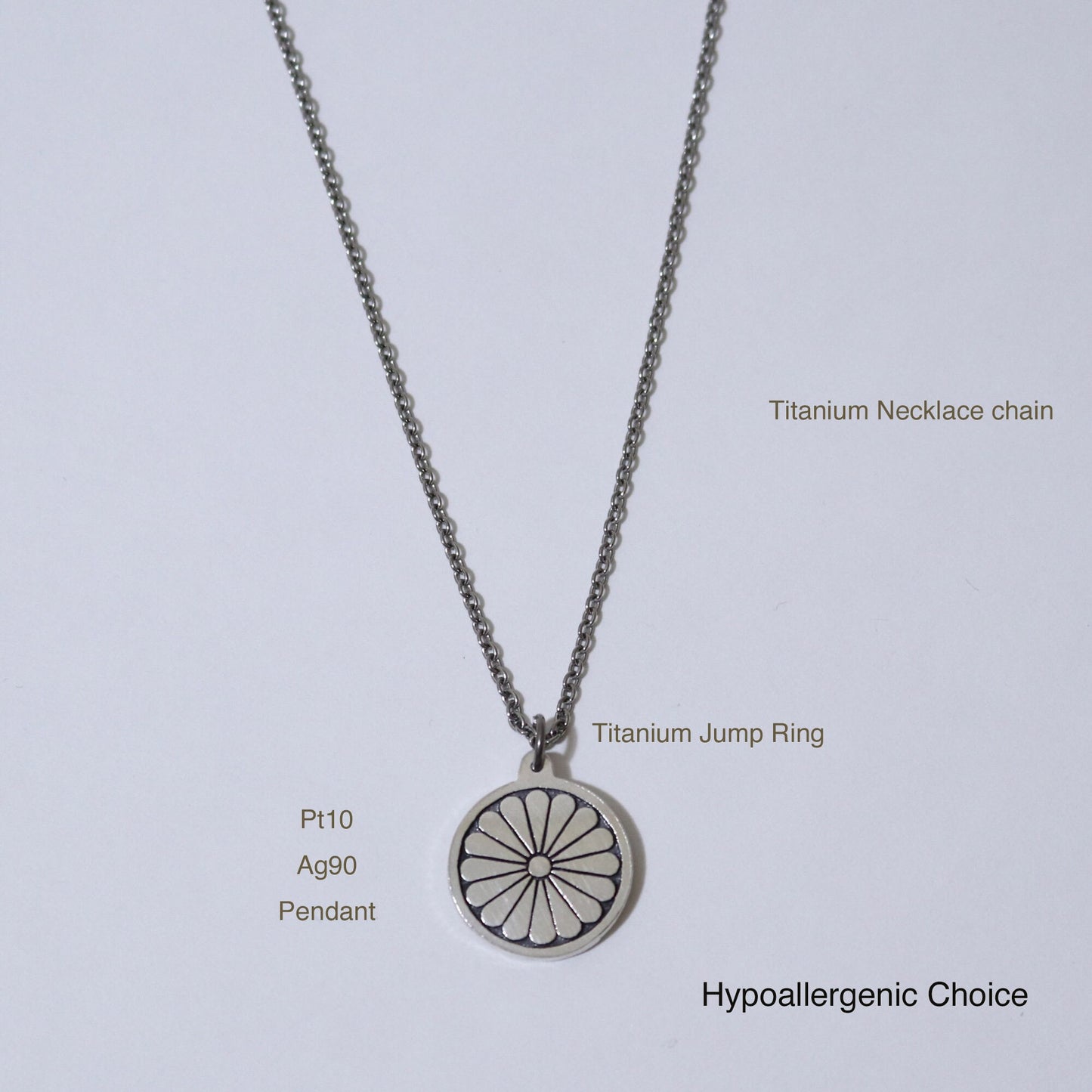 Chrysanthemum in a circle- Japanese Clan Crest Pendant- Kamon