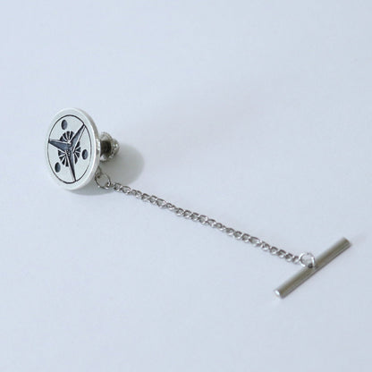 Tie tack - Three fans having suns in a circle - 丸に三つ日の丸扇