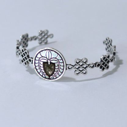Bangle /Weeping Wisteria in a circle / Kamon / Japanese Mon / Sterling Silver