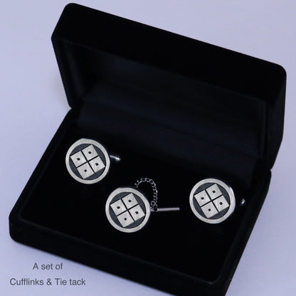 Four eyes in a circle - Japanese family mon - Japanese clan crest - Japanese Kamon - Silver Cufflinks
