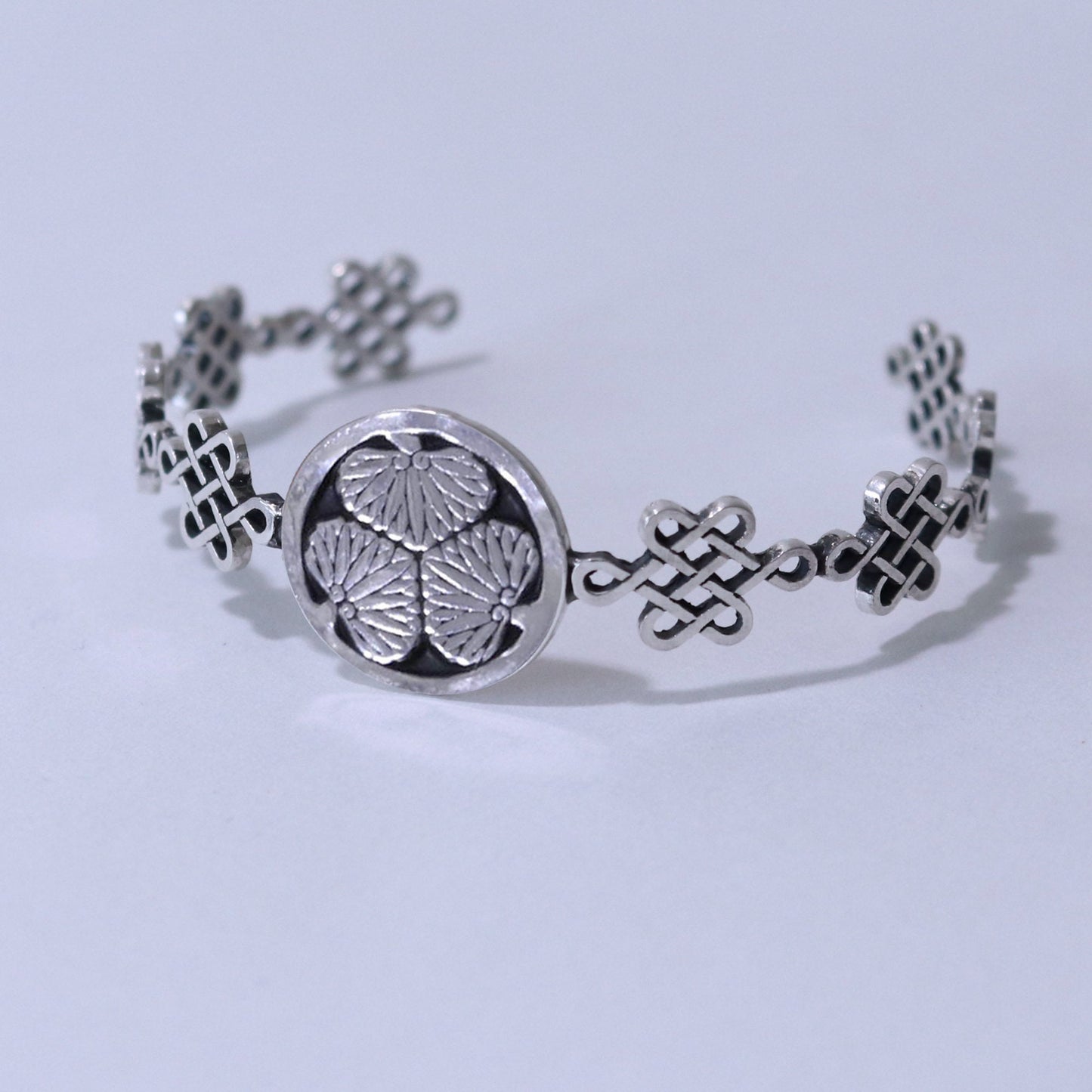 Bangle / Three Mallow Leaves / Kamon / Japanese Mon / Sterling Silver