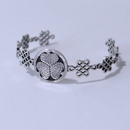 Bangle / Three Mallow Leaves / Kamon / Japanese Mon / Sterling Silver