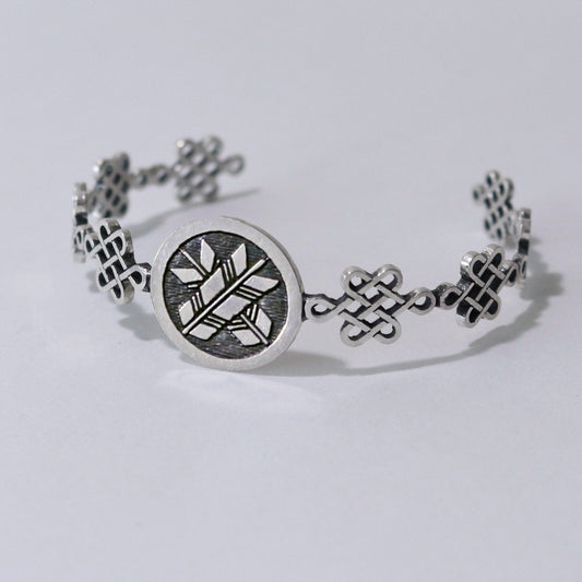 Bangle / Crossing Arrows in a circle / Sterling Silver