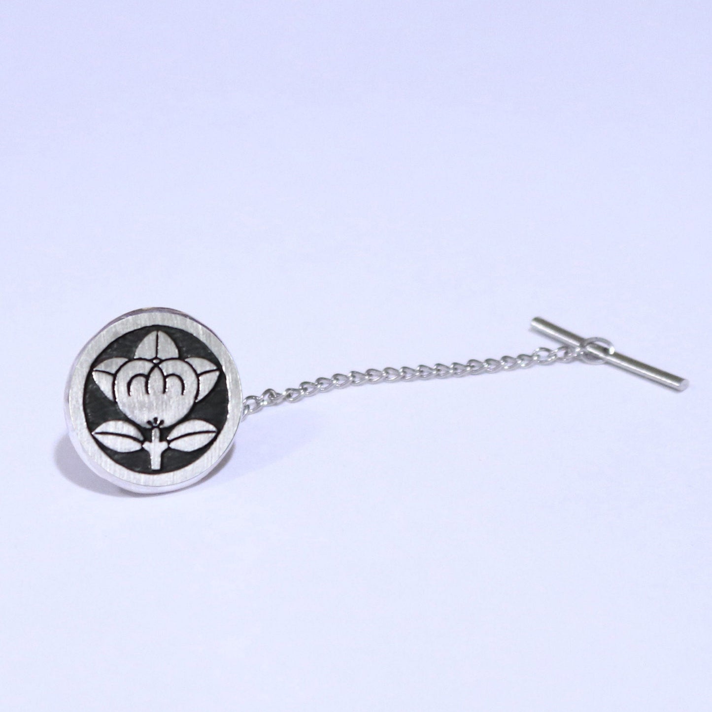 Mandarine orange in a circle - Kamon- Japanese Clan Crest - SIlver Tie tack / Lapel Pin