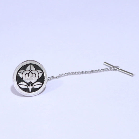 Mandarine orange in a circle - Kamon- Japanese Clan Crest - SIlver Tie tack / Lapel Pin