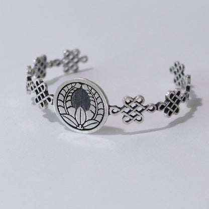 Bangle / Going up Wisteria in a circle / Kamon / Japanese Mon / Sterling Silver
