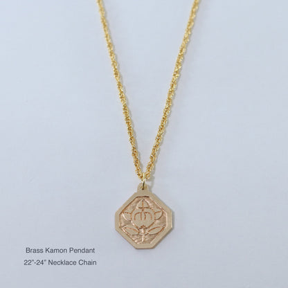 Tachibana in a square trimmed corners -  Japanese kamon pendant