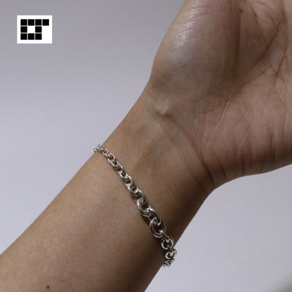 Sterling Silver Bracelet - Kamon - Japanese Clan Crest Bracelet - Maruni Gosan Kiri - Five Three Paulownia in a Circle