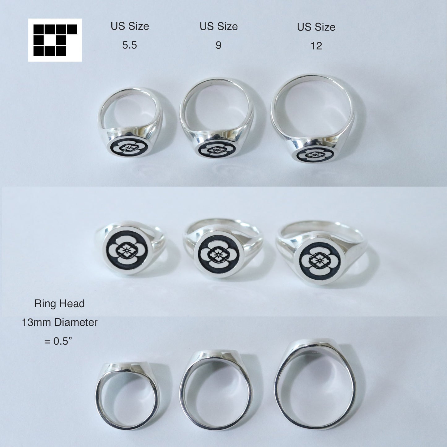 Chinese Bell Flower in wisteria circle - Small Ring - Japanese Kamon ring