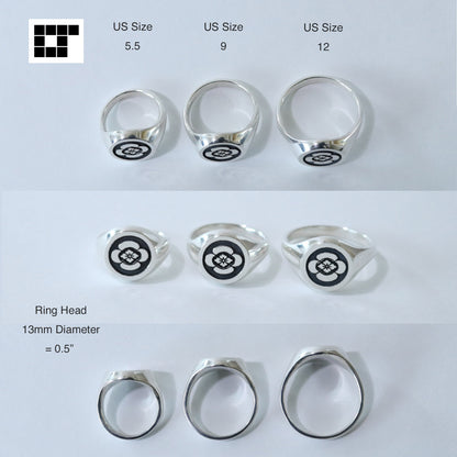 Chinese Bell Flower in wisteria circle - Small Ring - Japanese Kamon ring