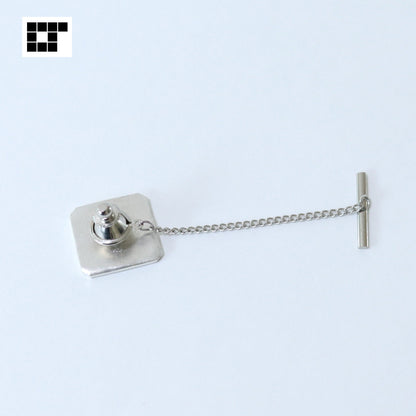 Swords and wood sorrels in a square trimmed corners - Silver Tie Tack / Lapel Pin - Japanese Kamon