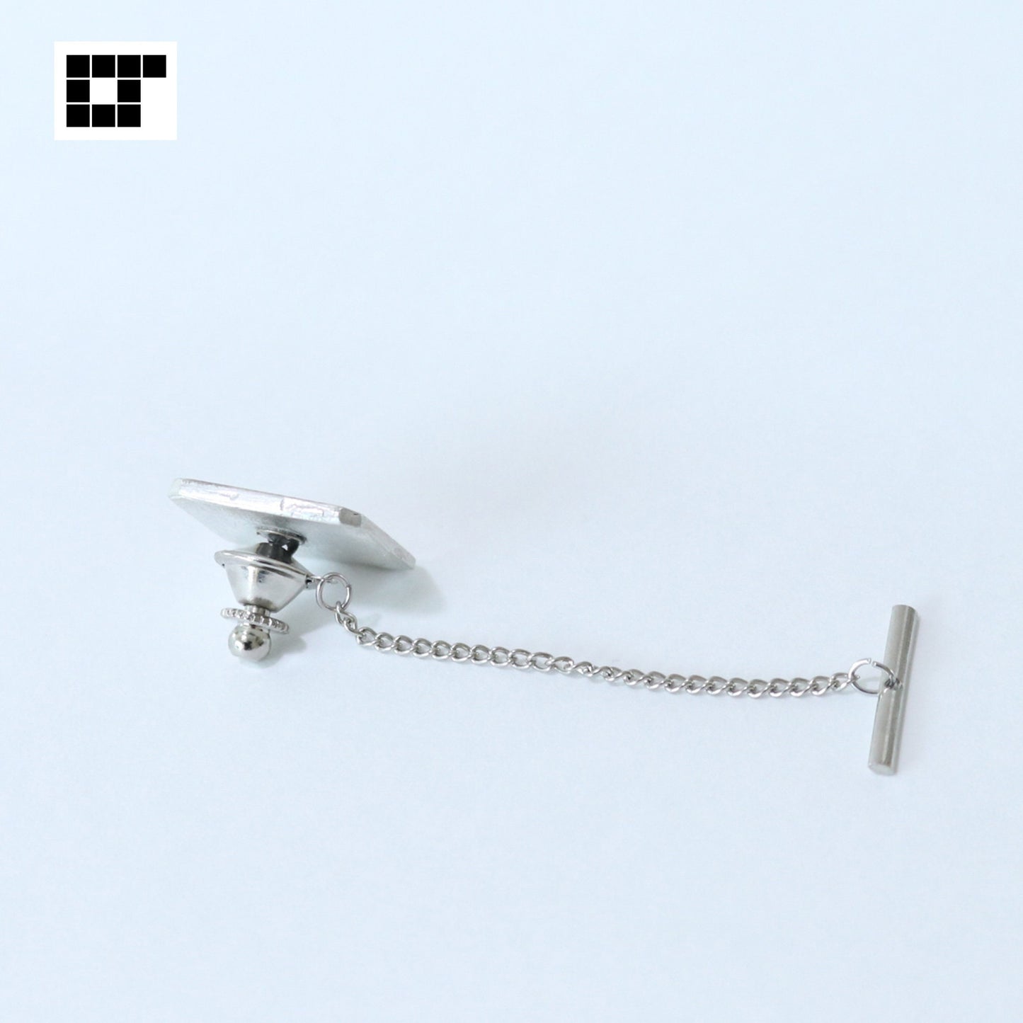 Swords and wood sorrels in a square trimmed corners - Silver Tie Tack / Lapel Pin - Japanese Kamon