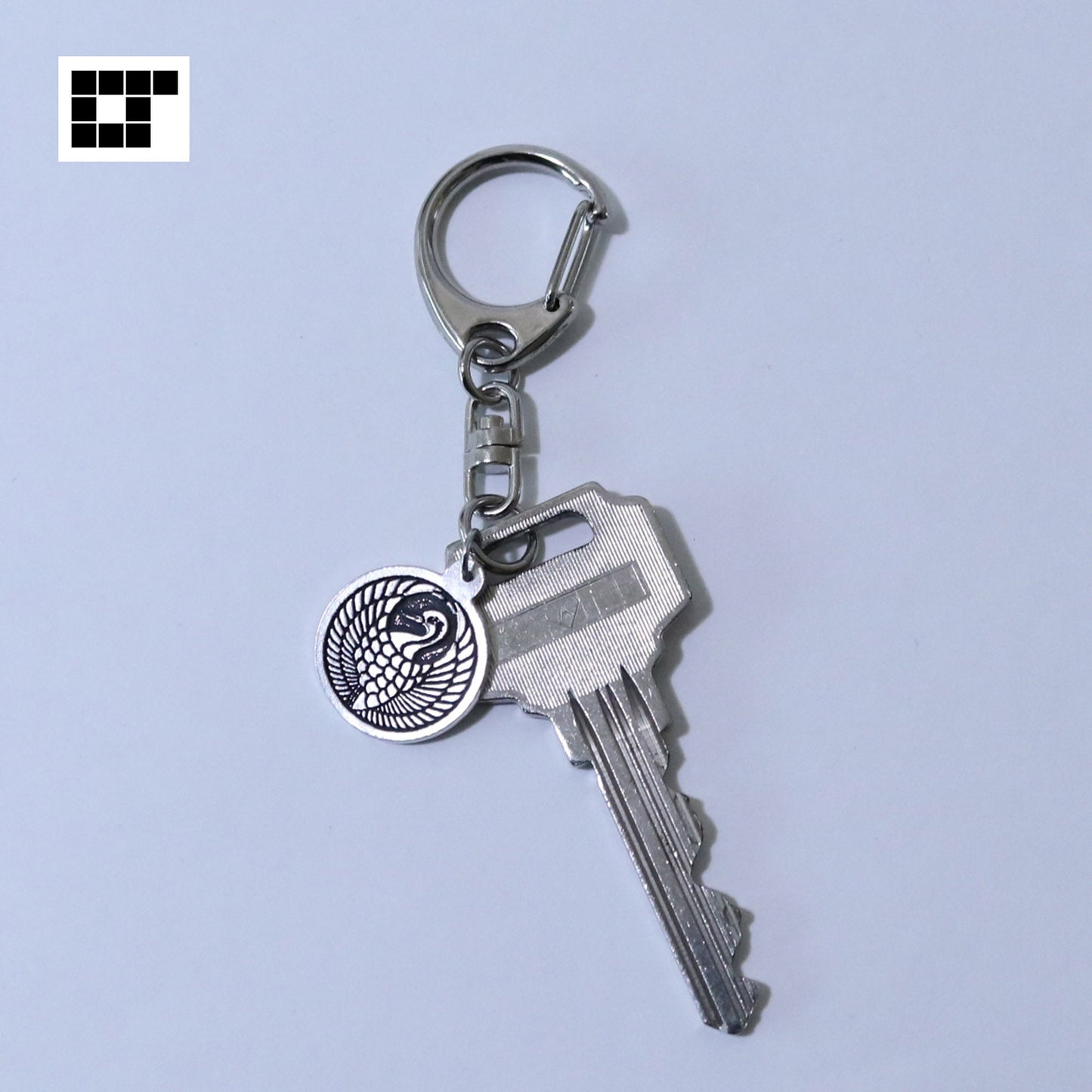 Crane in a circle - TsuruMaru - Key chain - Kamon - Japanese Family Crest