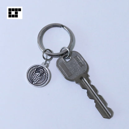 Crane in a circle - TsuruMaru - Key chain - Kamon - Japanese Family Crest