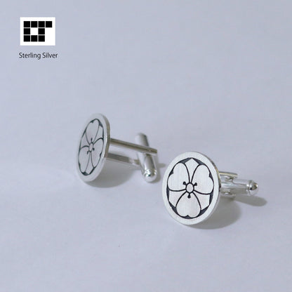 Cufflinks - Maruni Kenkatabami - A wood sorrel and sword in a circle - 丸に剣片喰