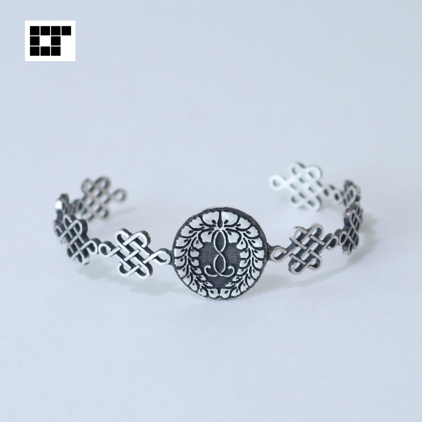 Bangle / Rokujo Wisteria/ Kamon / Japanese Mon / Sterling Silver