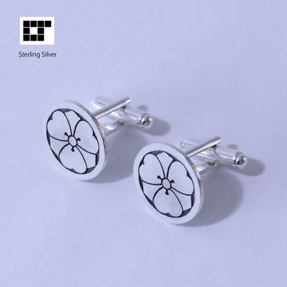Cufflinks - Maruni Kenkatabami - A wood sorrel and sword in a circle - 丸に剣片喰