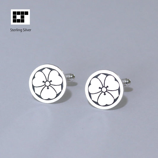 Cufflinks - Maruni Kenkatabami - A wood sorrel and sword in a circle - 丸に剣片喰