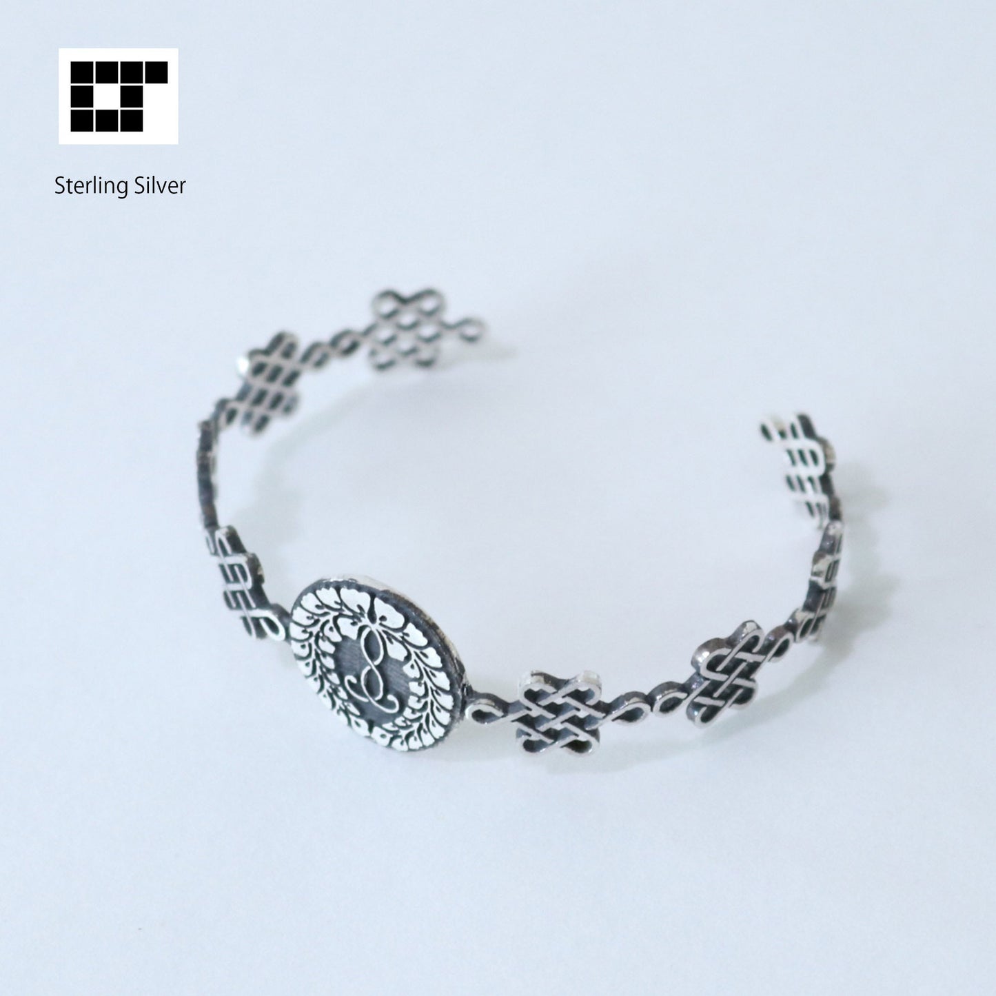 Bangle / Rokujo Wisteria/ Kamon / Japanese Mon / Sterling Silver