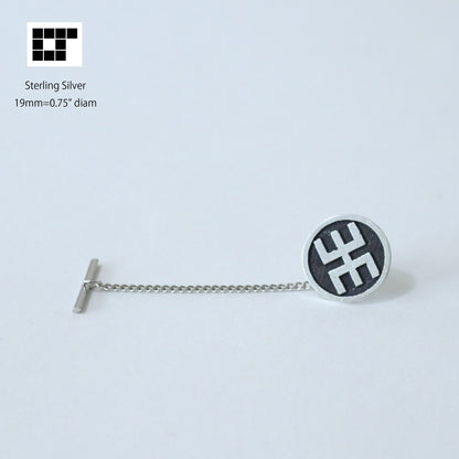 Tree Font Square in a circle - Silver Tie Tack / Lapel Pin - Japanese Kamon