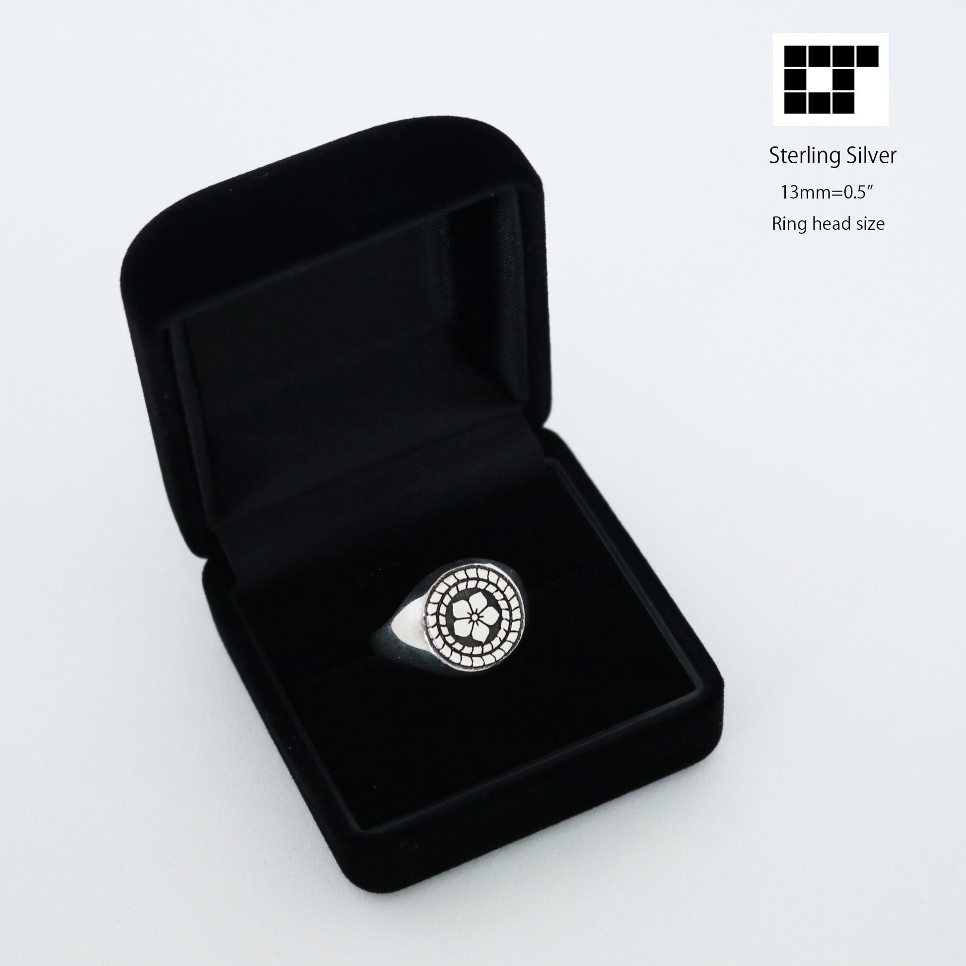 Chinese Bell Flower in wisteria circle - Small Ring - Japanese Kamon ring