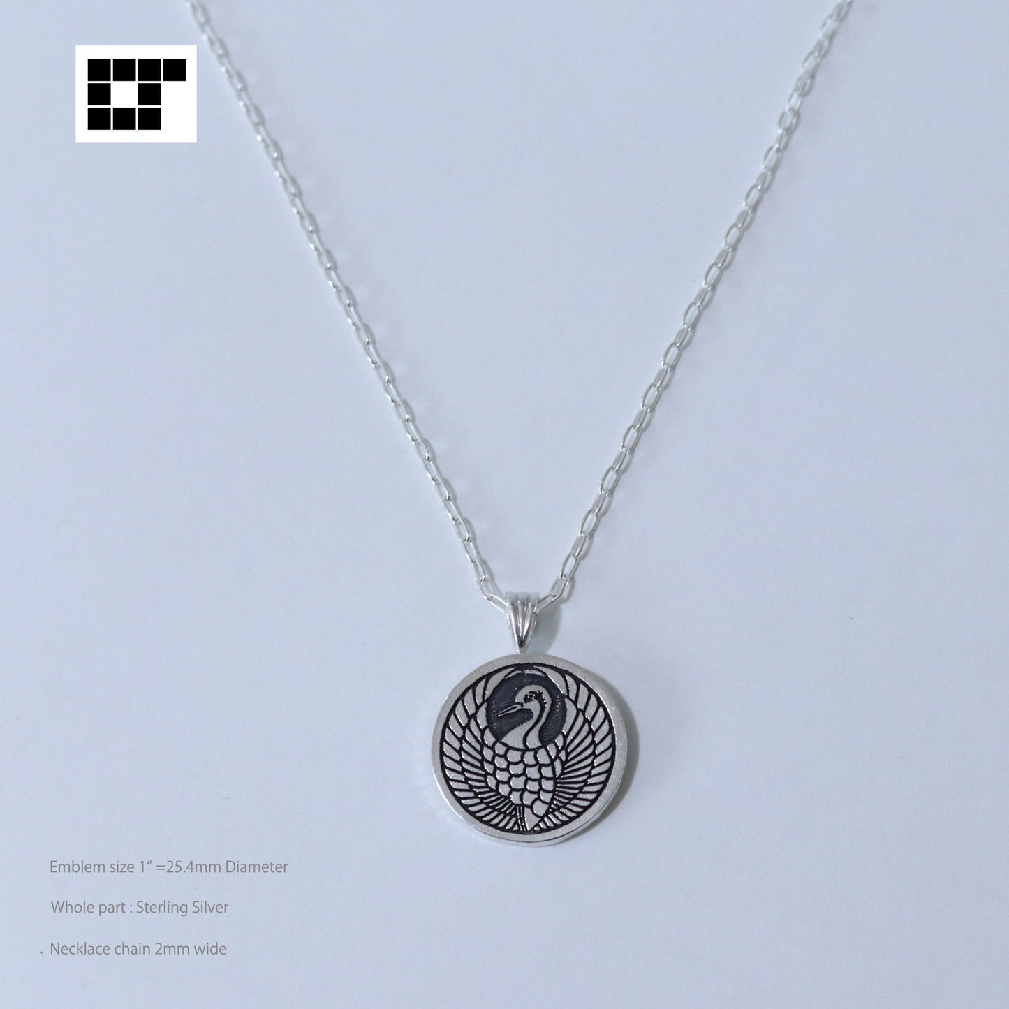 1" = 25 mm Pendant - Kenkatabami in a circle - wood sorrel and sword in a circle - Kamon Pendant - Japanese Family Crest