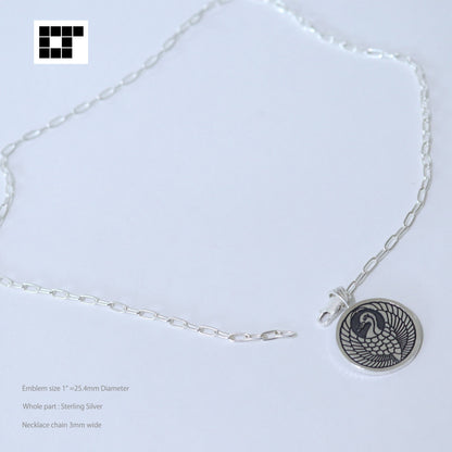 1" = 25 mm Pendant - Kenkatabami in a circle - wood sorrel and sword in a circle - Kamon Pendant - Japanese Family Crest